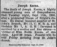 Keena, Joseph (Obituary)